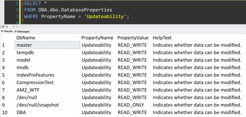 dbo.DatabaseProperties view